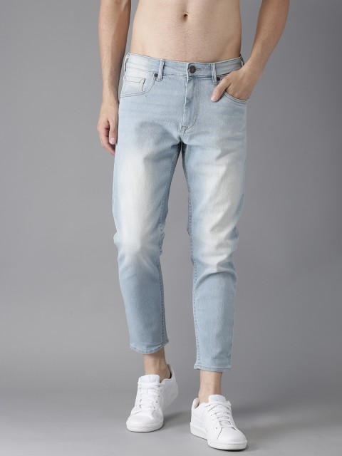 

HERE&NOW Men Blue Slim Fit Mid-Rise Clean Look Stretchable Cropped Jeans
