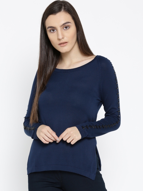 

Wills Lifestyle Women Navy Solid Top, Navy blue