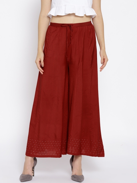 

Biba Women Red Flared Solid Palazzos