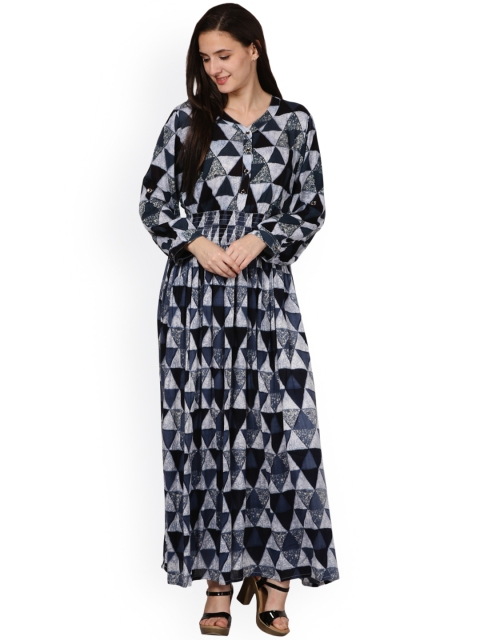 

Saadgi Women Grey Printed Maxi Dress
