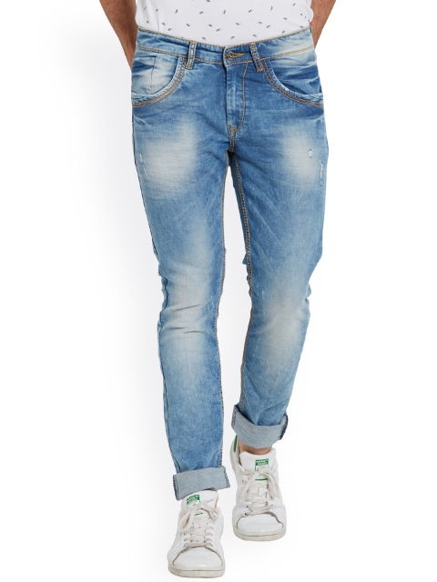 

SPYKAR Men Blue Skinny Fit Mid-Rise Low Distress Jeans