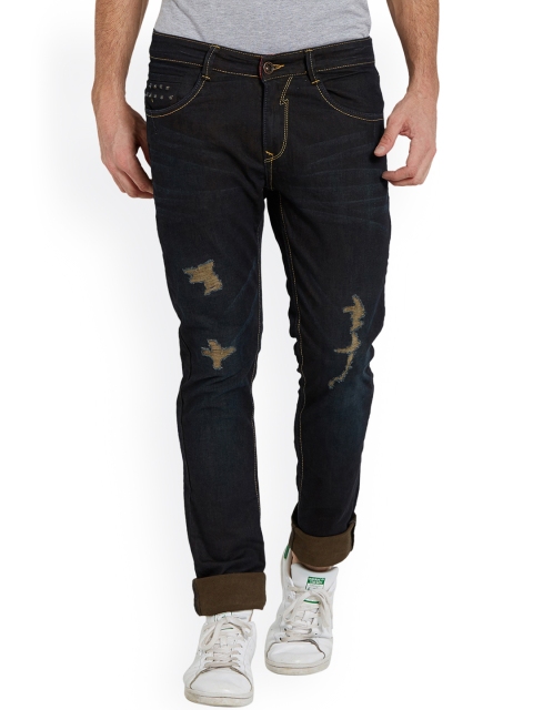 

SPYKAR Men Navy Blue Skinny Fit Mid-Rise Mildly Distressed Jeans