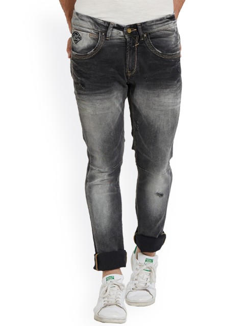 

SPYKAR Men Grey Skinny Fit Mid-Rise Low Distress Jeans