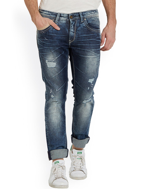 

SPYKAR Men Blue Skinny Fit Mid-Rise Mildly Distressed Jeans