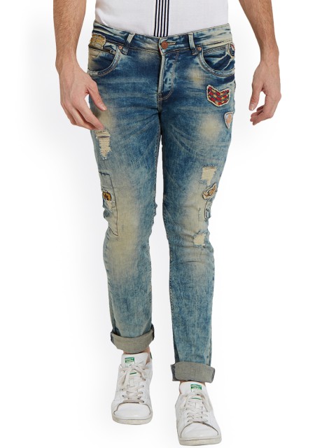 

SPYKAR Men Blue Skinny Fit Mid-Rise Mildly Distressed Jeans