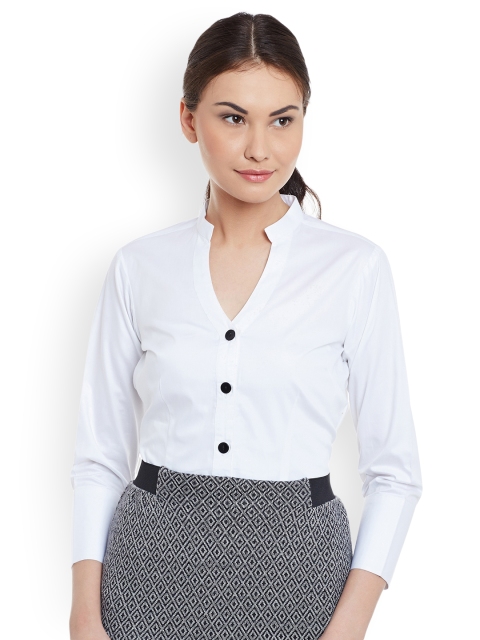 

Dazzio Women White Smart Slim Fit Solid Formal Shirt