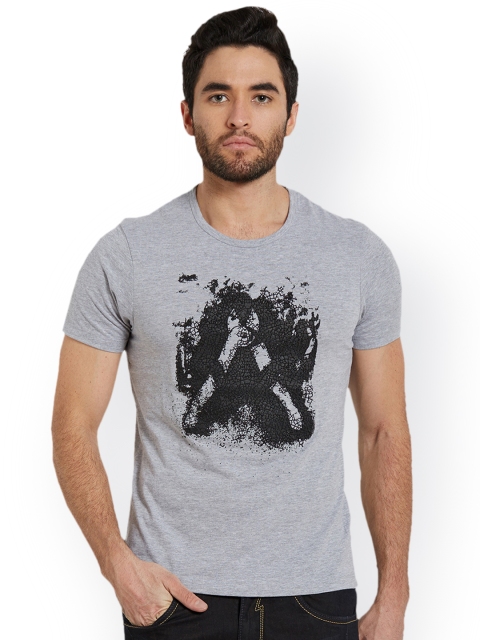 

SPYKAR Men Grey Printed Round Neck T-shirt