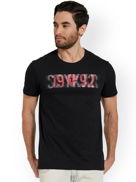 

SPYKAR Men Black Printed Round Neck T-shirt