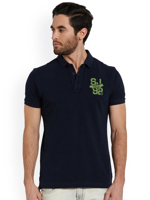 

SPYKAR Men Navy Blue Solid Polo Collar T-shirt