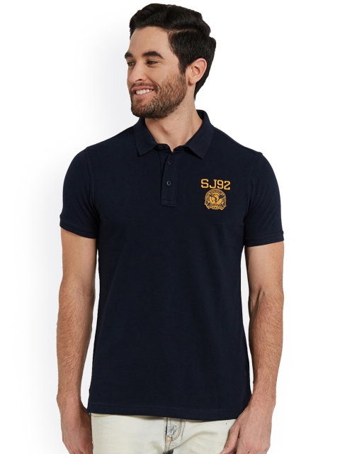 

SPYKAR Men Navy Blue Solid Polo Collar T-shirt