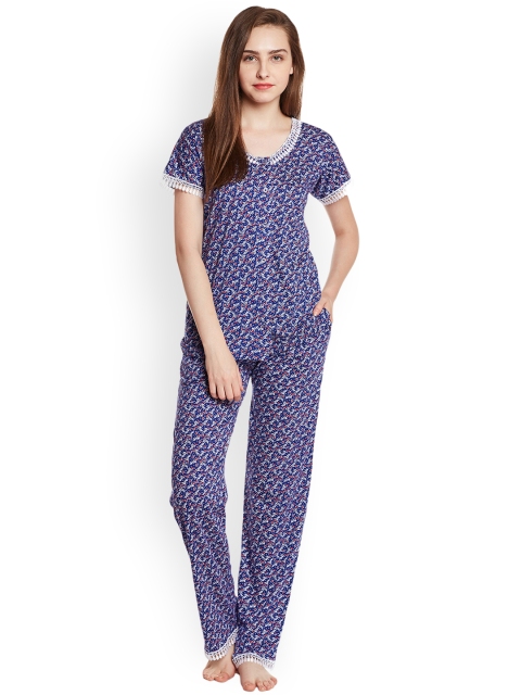 

Claura Blue Printed Night Suit cot-32