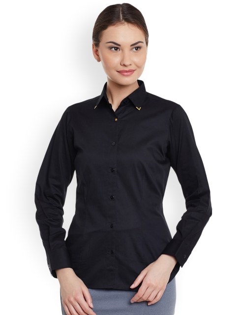 

Dazzio Women Black Smart Slim Fit Solid Formal Shirt