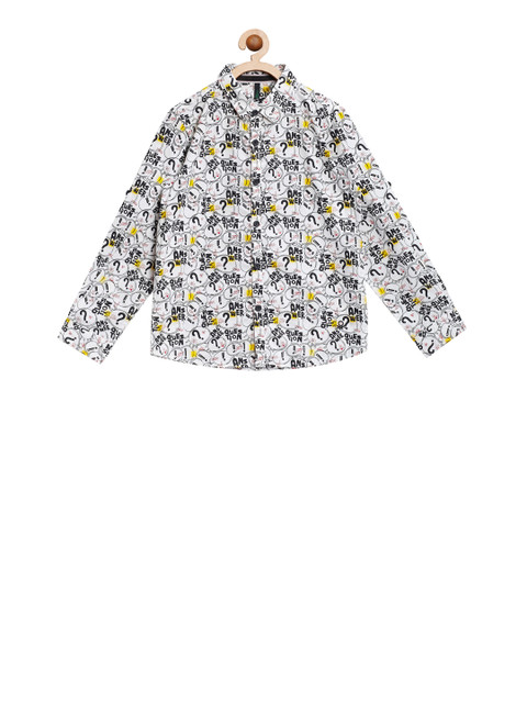 

White Regular Fit Printed Casual Shirt