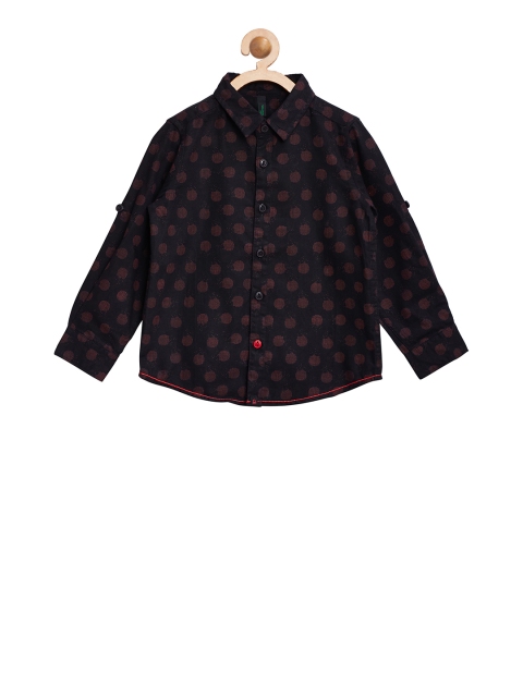 

United Colors of Benetton Boys Black Regular Fit Printed Casual Shirt