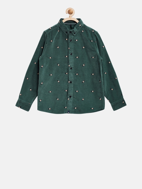 

United Colors of Benetton Boys Green Regular Fit Printed Casual Shirt