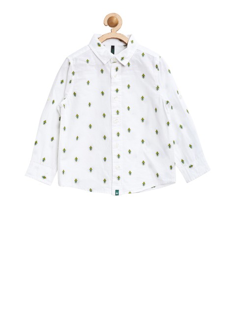 

United Colors of Benetton Boys White Regular Fit Solid Casual Shirt