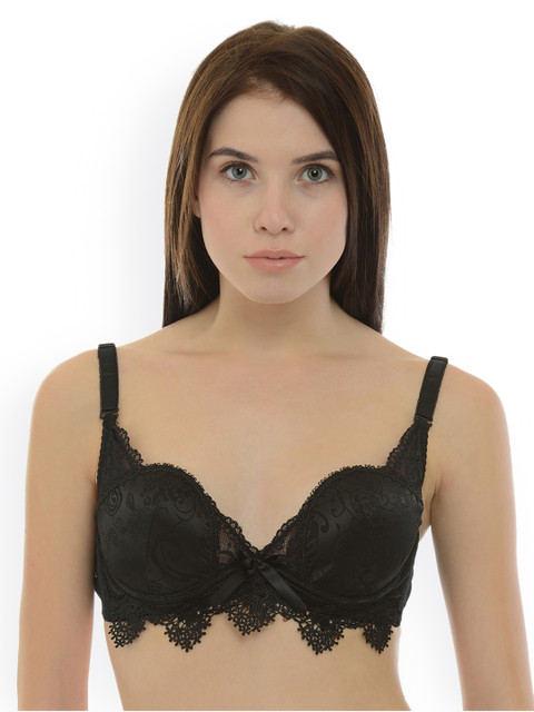 

Da Intimo Black Lace Underwired Lightly Padded Everyday Bra DI-332