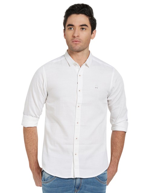 

SPYKAR Men White Slim Fit Solid Casual Shirt