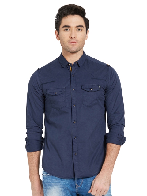 

SPYKAR Men Navy Blue Slim Fit Solid Casual Shirt