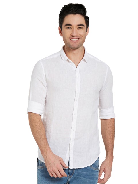 

SPYKAR Men White Slim Fit Solid Casual Shirt