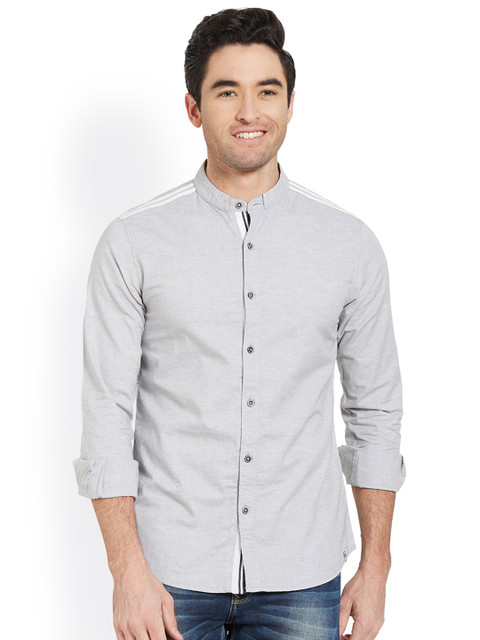 

SPYKAR Men Grey Slim Fit Self Design Casual Shirt