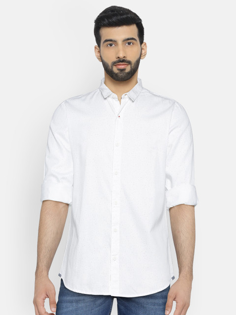 

SPYKAR Men White & Grey Slim Fit Printed Casual Shirt