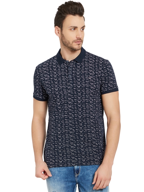 

SPYKAR Men Navy Blue Printed Polo Collar T-shirt