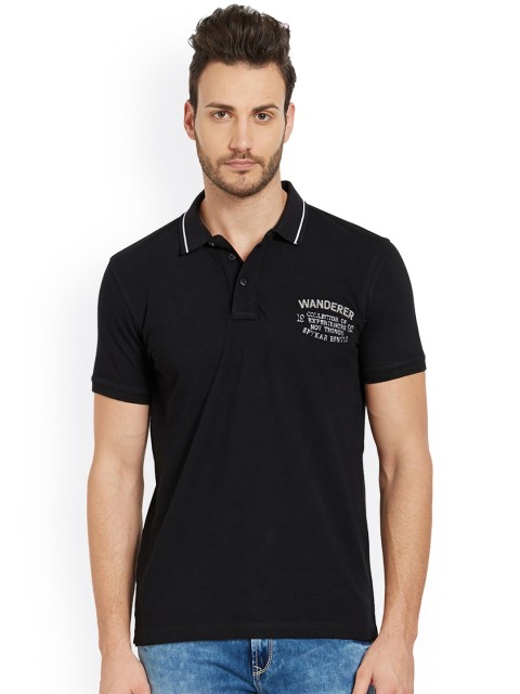 

SPYKAR Men Black Solid Polo Collar T-shirt
