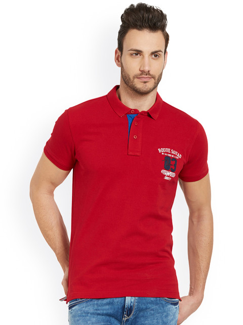 

SPYKAR Men Red Solid Polo Collar T-shirt