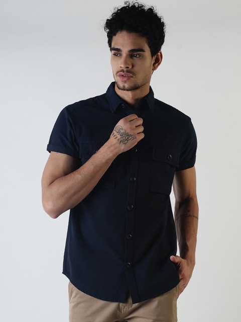 

Blue Saint Men Navy Blue Smart Slim Fit Solid Casual Shirt