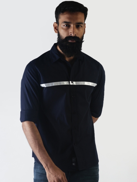 

Blue Saint Men Navy Blue Slim Fit Printed Casual Shirt