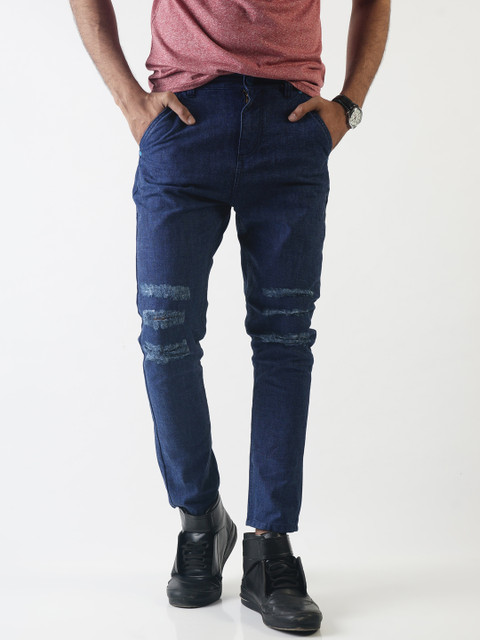 

Blue Saint Men Blue Lean Slim Fit Mid-Rise Low Distress Jeans