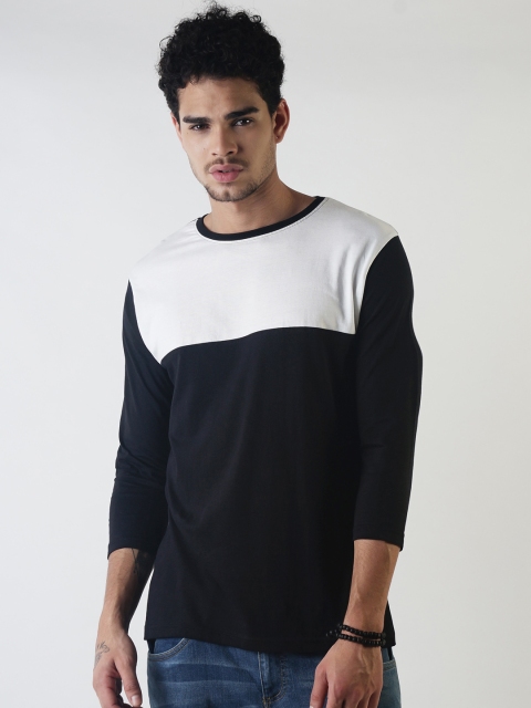 

Blue Saint Men Black Colourblocked Round Neck T-shirt