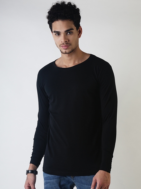 

Blue Saint Men Black Solid Round Neck Slim Fit T-shirt