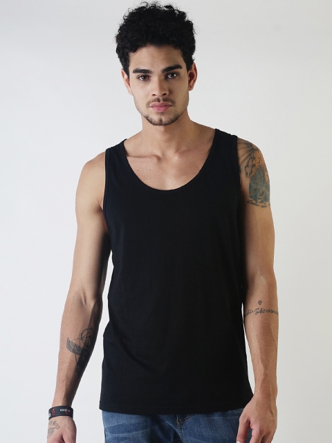 

Blue Saint Men Black Solid Slim Fit Scoop Neck Sleeveless T-shirt