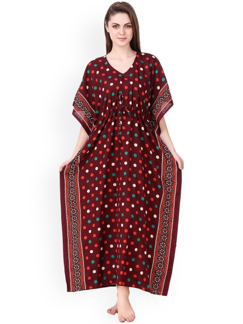 

Masha Maroon Printed Kaftan Maxi Nightdress NT-A-174-924