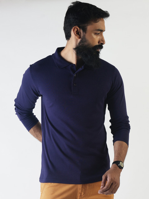 

Blue Saint Men Navy Blue Solid Polo Collar T-shirt