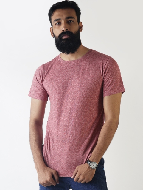 

Blue Saint Men Pink Solid Round Neck Slim Fit T-shirt