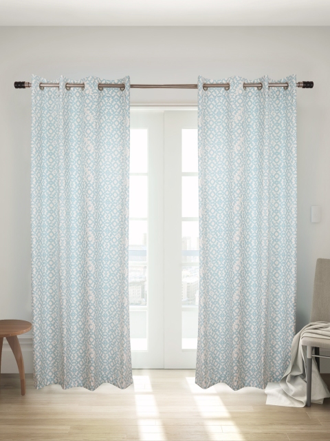 

House This Red Set of 2 Printed Regular Door Curtains, Blue