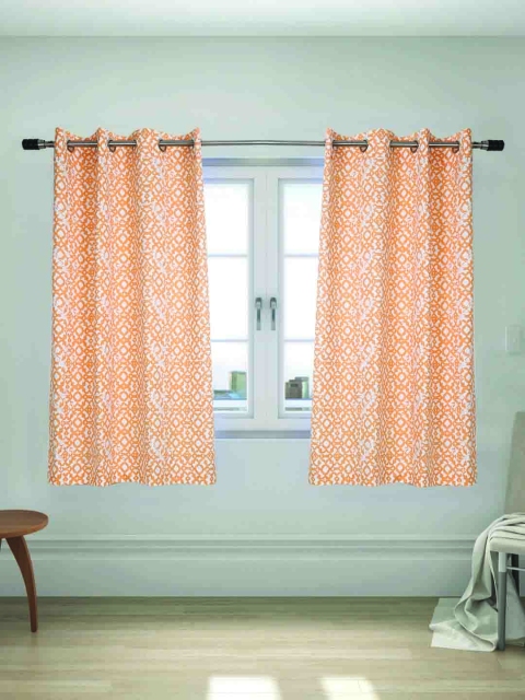 

House This Orange Set of 2 Printed Regular Window Curtains