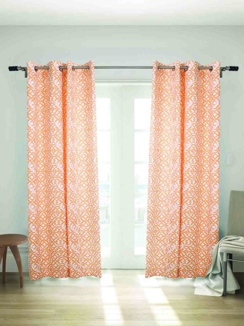 

House This Orange Set of 2 Printed Regular Door Curtains