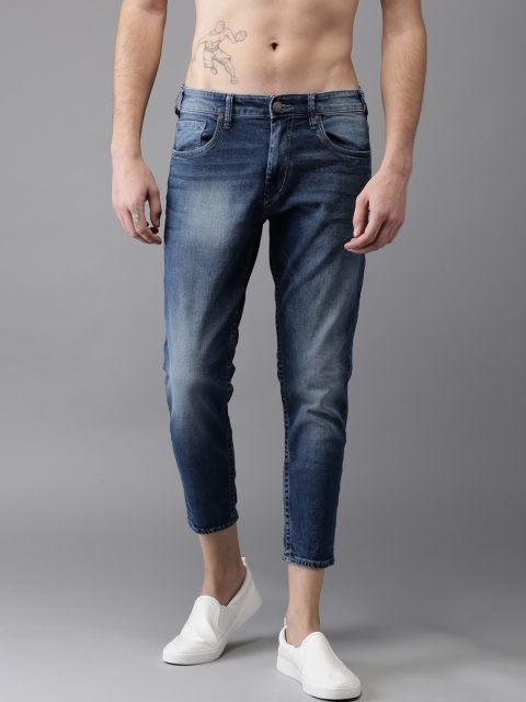 

HERE&NOW Men Blue Slim Fit Cropped Mid-Rise Clean Look Stretchable Jeans