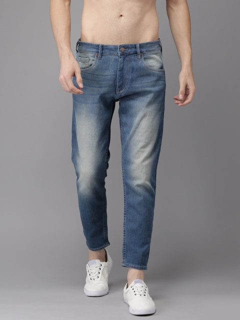 

HERE&NOW Men Blue Slim Tapered Fit Cropped Mid-Rise Clean Look Stretchable Jeans