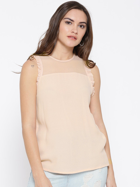 

OVS Women Peach-Coloured Solid Top