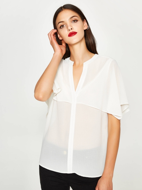 

OVS Women Off-White Solid Top
