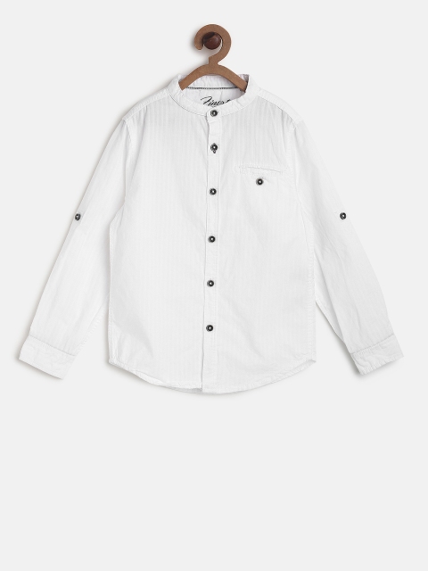 

OVS Boys White Self-Striped Casual Shirt