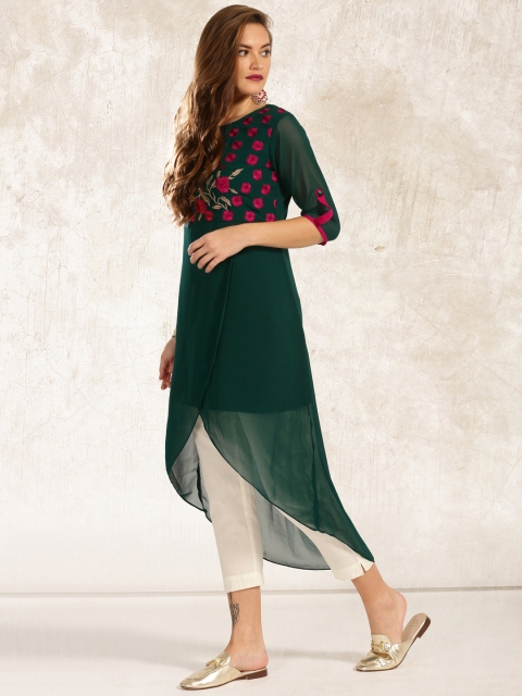 

Anouk Women Green Embroidered A-Line Kurta