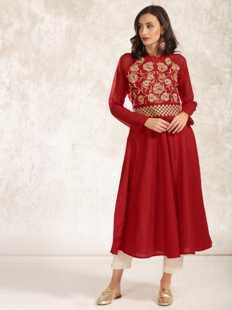 

Anouk Women Red Embroidered Anarkali Kurta