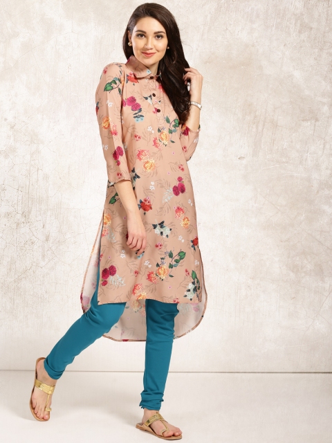 

Anouk Women Beige Printed Straight Kurta