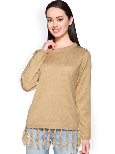 

Club York Women Beige Solid Pullover